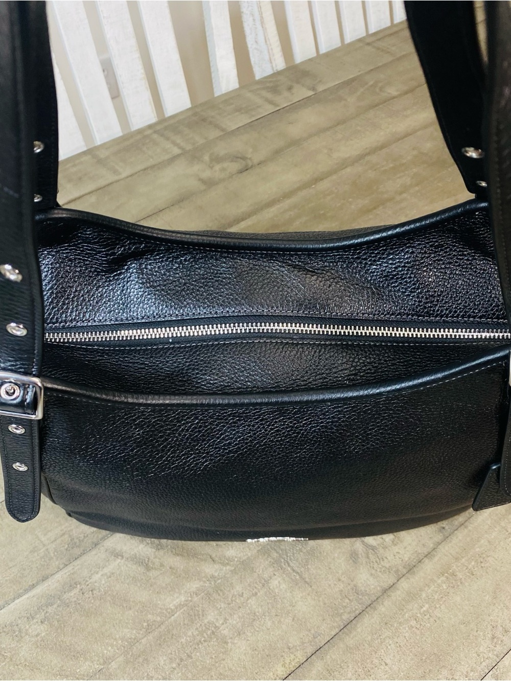 COACH Meadow Shoulder Bag Black Refined Pebble Leather Tote Silver HW CM074 - Picture 9 of 15